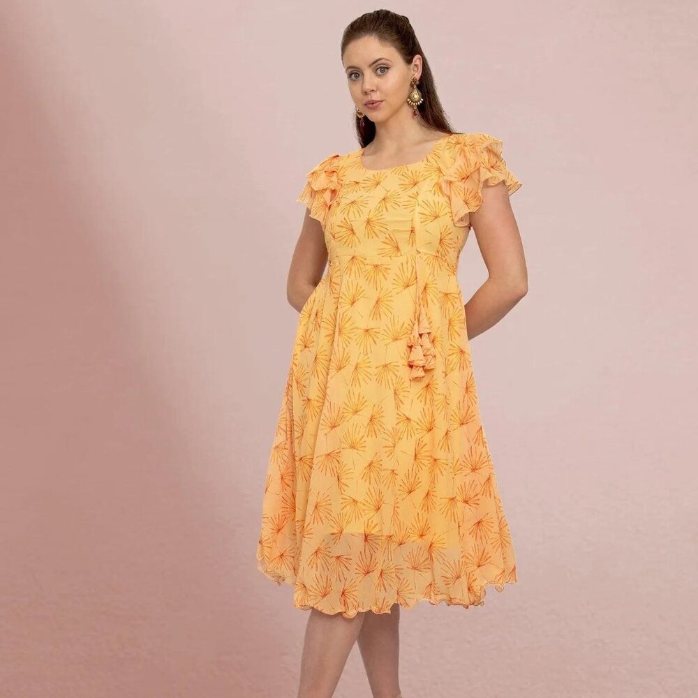 Yellow Printed Dress | Harmony Hues Collection | Muvvas Boutique